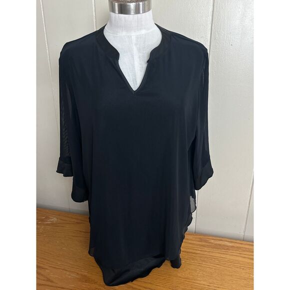 Micoson Top Women's 2XL Layered Flowy Sheer‎ Sleeves Blouse Plus Size Work Party - Picture 1 of 11